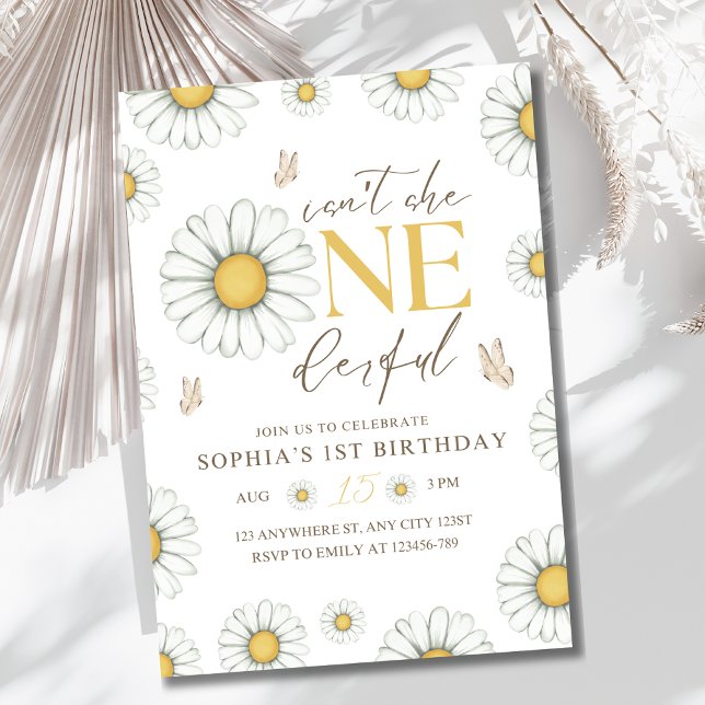 Invitation Daisy 1er Anniversaire Incroyable Été Jardin Enfan (Créateur téléchargé)