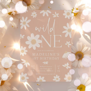 Invitation Daisy 1er anniversaire Wild One Fleur sauvage Anni