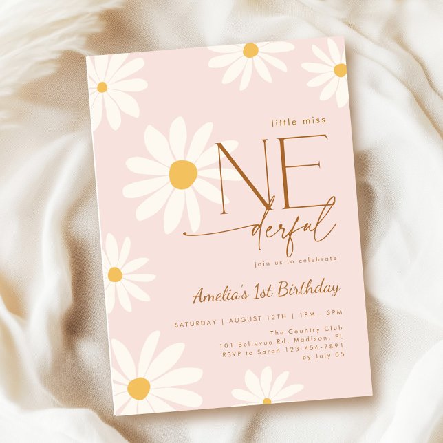 Invitation Daisy 1st Birthday Little Miss ONEderful (Créateur téléchargé)
