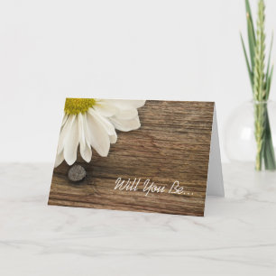 Invitation Daisy and Barn Wood Will you be My Bridesmaid