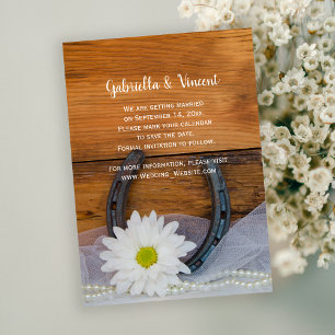 Invitation Daisy and Horseshoe Western Wedding Enregistrer la