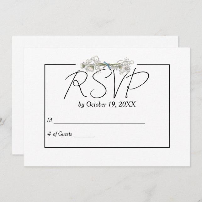 Invitation Daisy and Pearls RSVP Wedding  (Devant / Derrière)