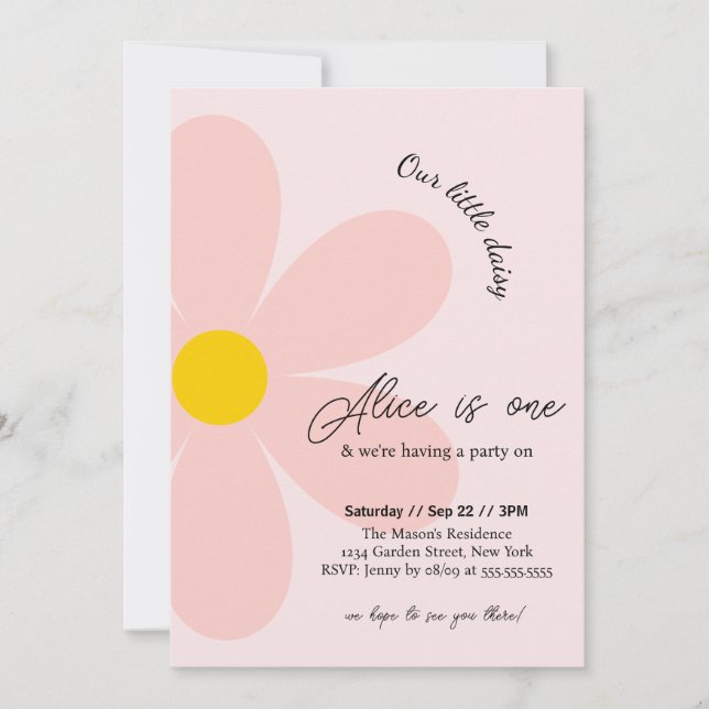 Invitation Daisy Anniversaire Bohmian 1er Anniversaire (Devant)