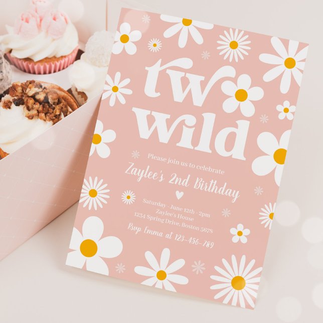Invitation Daisy Anniversaire Boho Two Wild 2e Anniversaire (Créateur téléchargé)