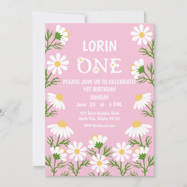 Invitation Daisy Anniversaire Boho Un 1er Anniversaire (Devant)