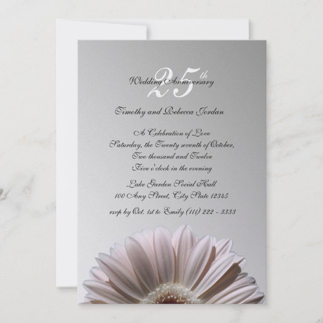 Invitation Daisy Anniversaire d'Argent (Devant)