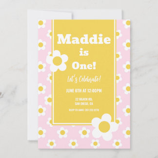 Invitation Daisy Anniversaire Fête Bohème Un 1er Anniversaire