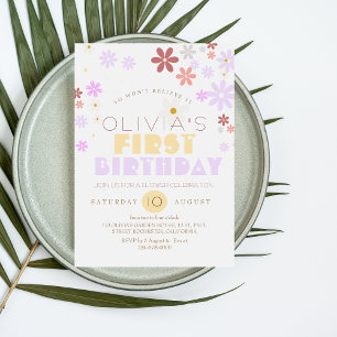 Invitation Daisy Anniversaire Fête Boho 1er Anniversaire