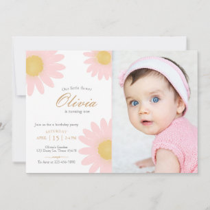 Invitation Daisy anniversaire fête boho floral photo