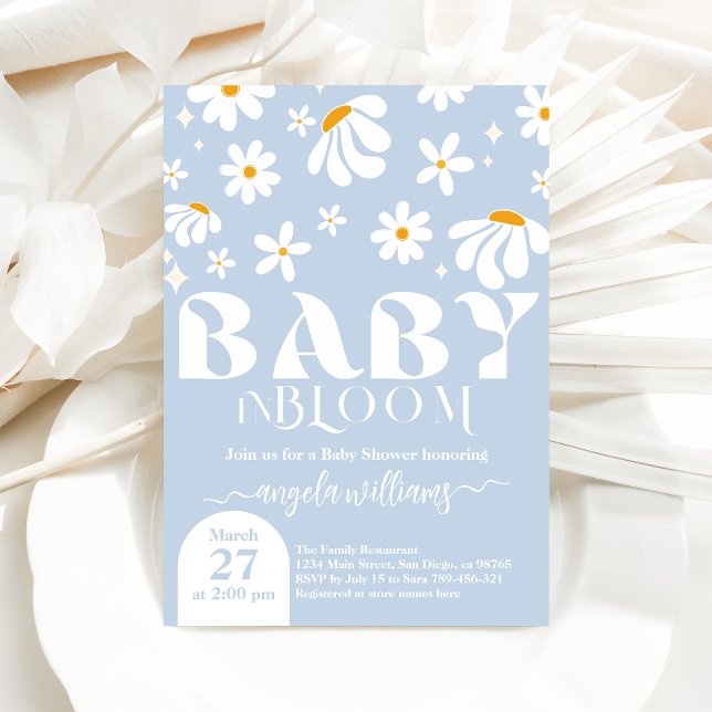 Invitation Daisy Baby en fleur Simple Baby shower garçon (Créateur téléchargé)