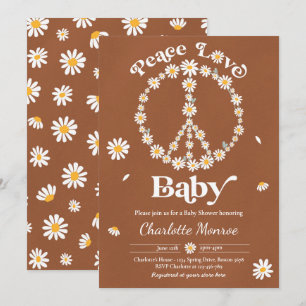 Invitation Daisy Baby shower Bohême Peace Love Baby shower