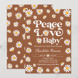 Invitation Daisy Baby shower Bohême Peace Love Baby shower