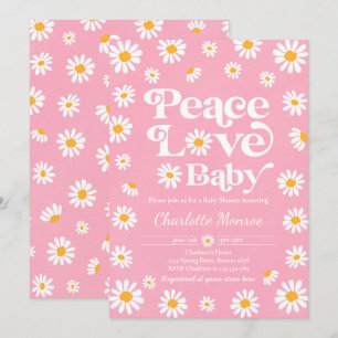Invitation Daisy Baby shower Bohême Peace Love Baby shower