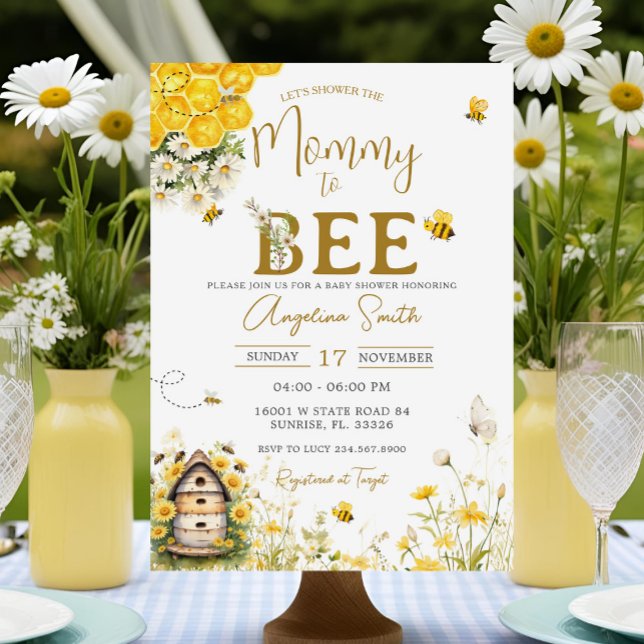 Invitation Daisy Bee Baby shower Maman À Être Baby shower (Créateur téléchargé)