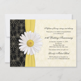 Invitation Daisy Black Jaune, Ivoirienne Anniversaire Invitat