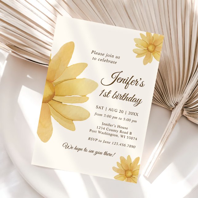 Invitation Daisy Bohmian Fille 1er fête d'anniversaire (Créateur téléchargé)