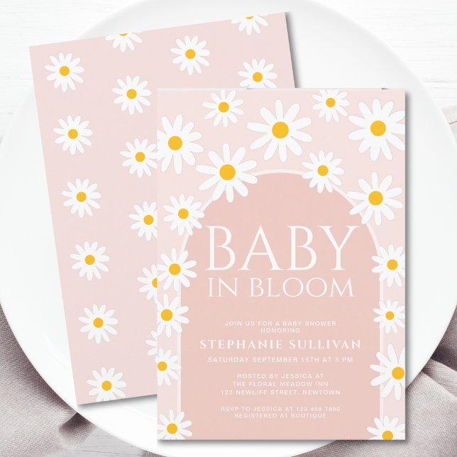 Invitation Daisy Boho Baby Dans Baby shower Rose Fleur (Créateur téléchargé)
