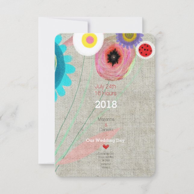 Invitation Daisy Boho Chic (Devant)