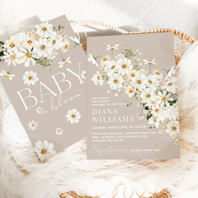 Invitation Daisy Boho Fleur sauvage Baby shower rustique (Créateur téléchargé)