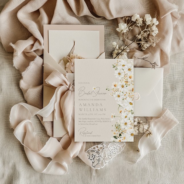 Invitation Daisy Boho Fleur sauvage Fête des mariées moderne (Créateur téléchargé)