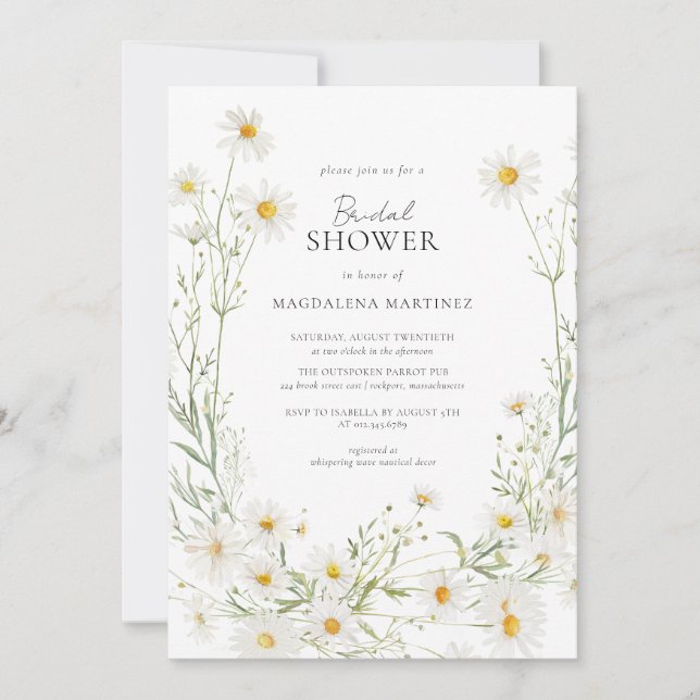 Invitation Daisy Boho Fleur sauvage Fête des mariées rustique (Devant)