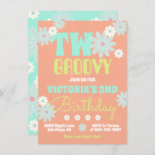 Invitation Daisy Boho Super Hippie Anniversaire Fête Invitati