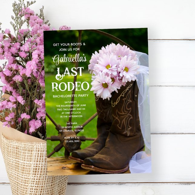 Invitation Daisy Boots Dernier Rodéo Western Bachelorette Par (Créateur téléchargé)