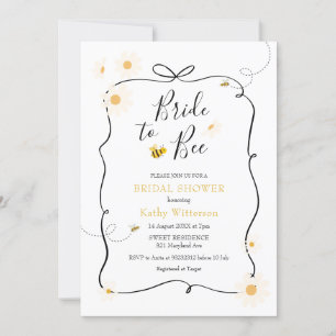 Invitation Daisy Bow Ribbon Moderne Mariée d'abeille à la nup