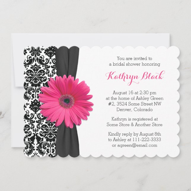 Invitation Daisy Bridal Shower | Damask Gerber (Devant)