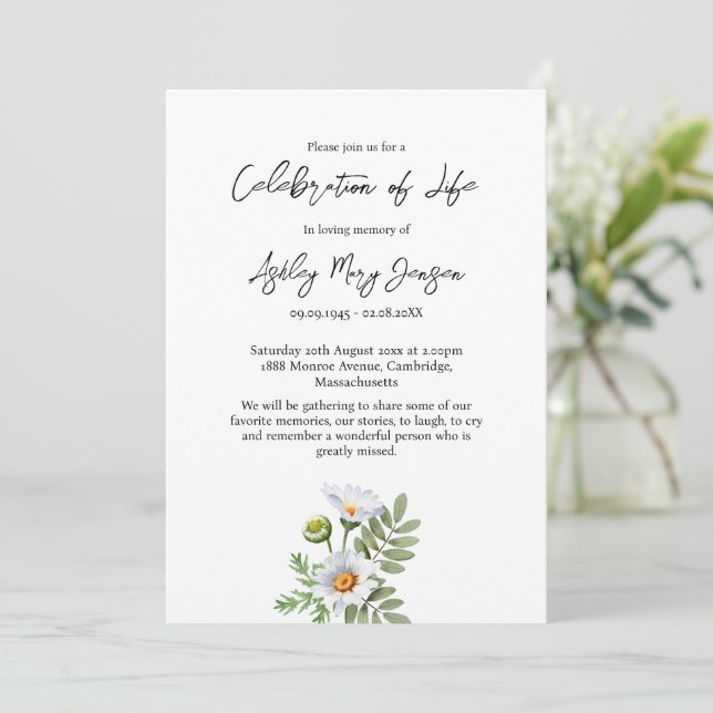 Invitation Daisy Celebration of Life Funeral (Debout devant)