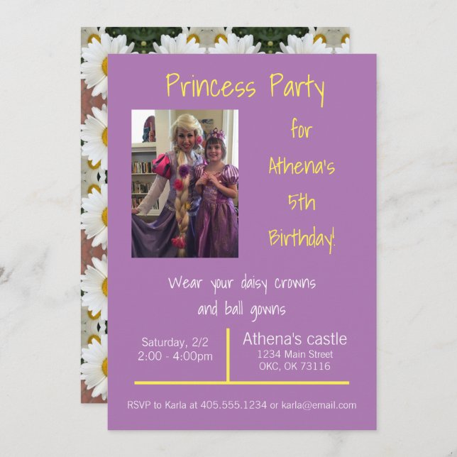Invitation Daisy Crowns and Ball Gowns Princess Party Invitat (Devant / Derrière)
