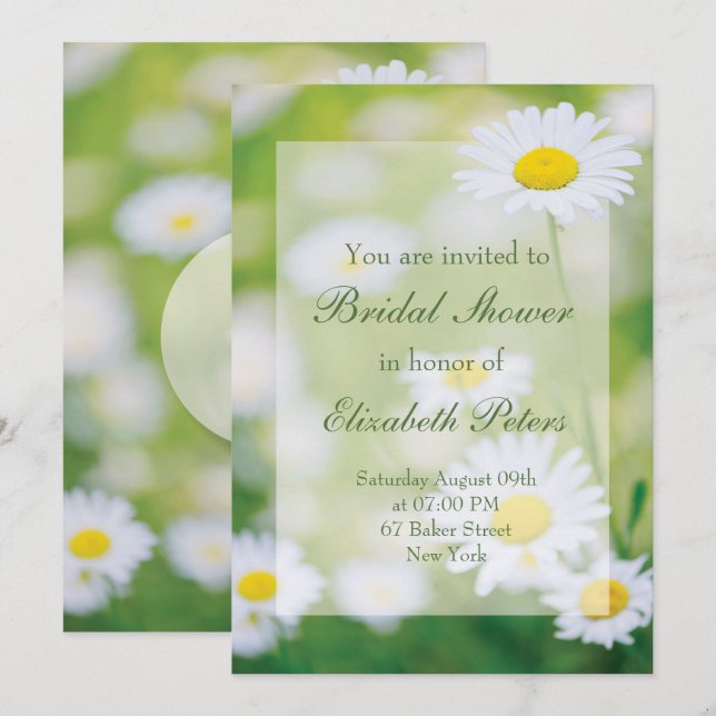Invitation Daisy Daisies Fleur Floral Fête des mariées d'été (Devant / Derrière)