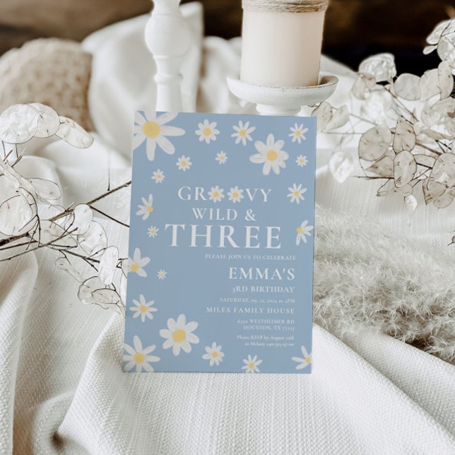 Invitation Daisy Dusty Anniversaire de enfant bleu (Créateur téléchargé)