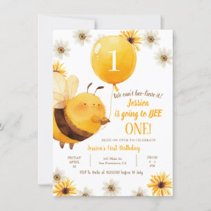 Invitation Daisy et Bee Sunflower Premier anniversaire