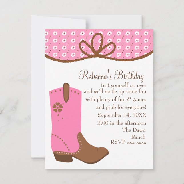 Invitation Daisy et Lasso Cowgirl Boot (Devant)