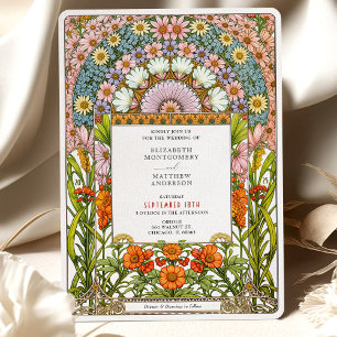 Invitation Daisy et Orange Blossom Art Nouveau Mariage