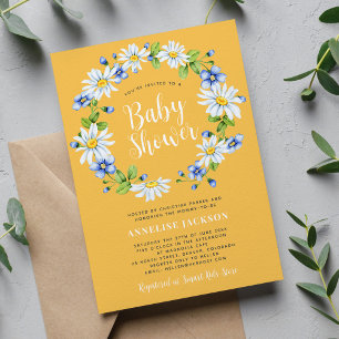 Invitation Daisy floral élégant baby shower neutre genre