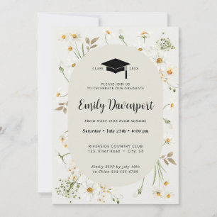 Invitation Daisy Floral Graduation photo sur le dos