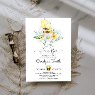 Invitation Daisy Floral Sweet comme Can Bee Baby shower