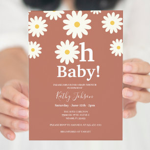 Invitation Daisy Floral Terracota Baby shower bohémien