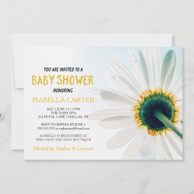 Invitation Daisy| Jaune| Baby shower (Devant)