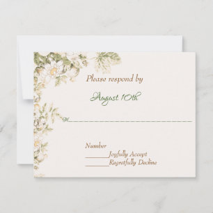 Invitation Daisy, Lily de la Vallée sur Ecru Wedding RSVP