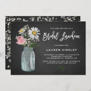 Invitation Daisy Mason Jar Chalkboard Rustic Bridal Luncheon