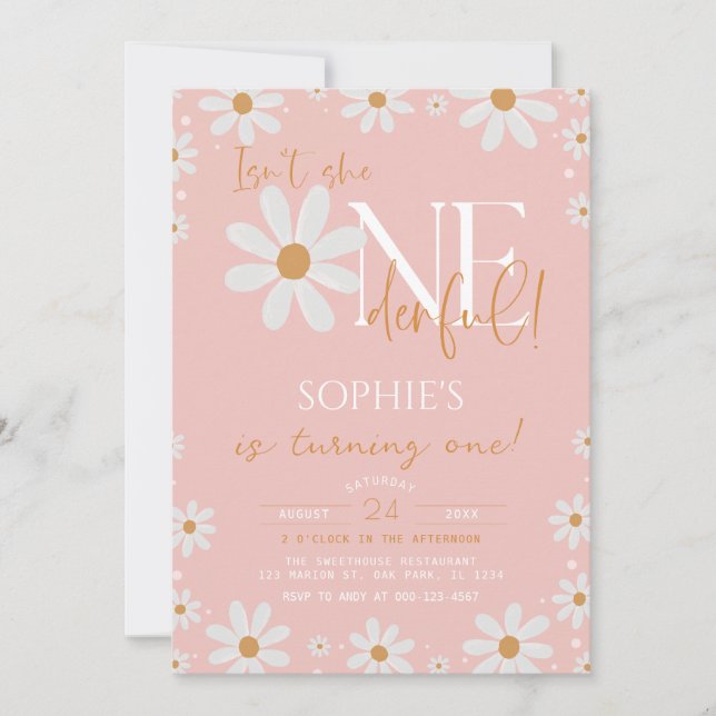 Invitation Daisy n'est-elle pas UNderful Boho Anniversaire (Devant)