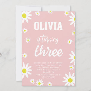 Invitation Daisy Neutre Genre 3e fête d'anniversaire Boho Bla