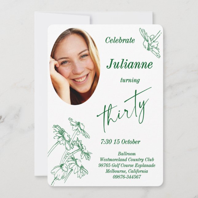 Invitation Daisy Photo Trente Anniversaire (Devant)