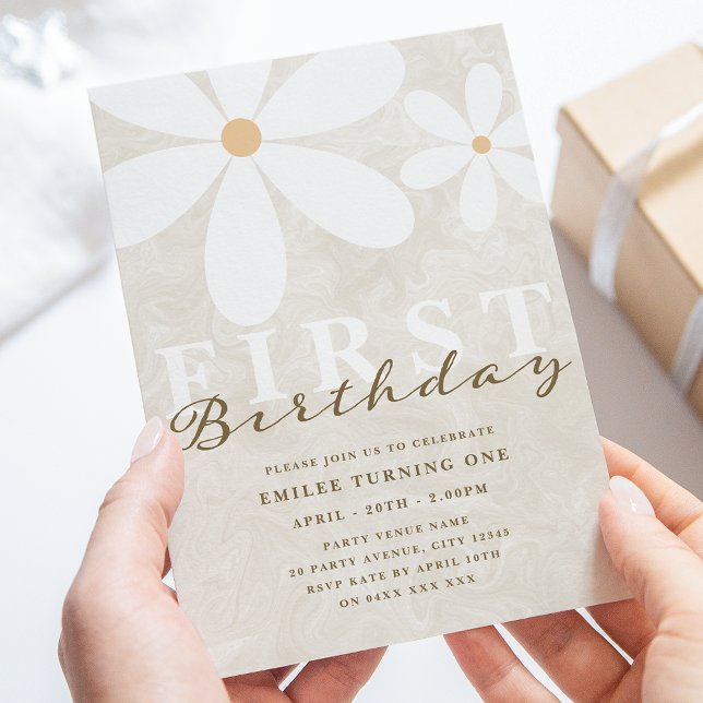 Invitation Daisy Premier anniversaire Fête à thème (Créateur téléchargé)