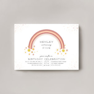 Invitation Daisy Rainbow Peach rose Anniversaire