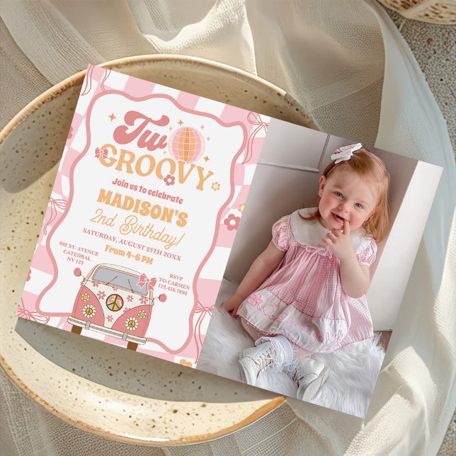 Invitation Daisy & Retro Van Deux photos Super du 2ème annive (Créateur téléchargé)