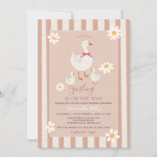 Invitation Daisy rose rayé mignon petit Baby shower Gosling